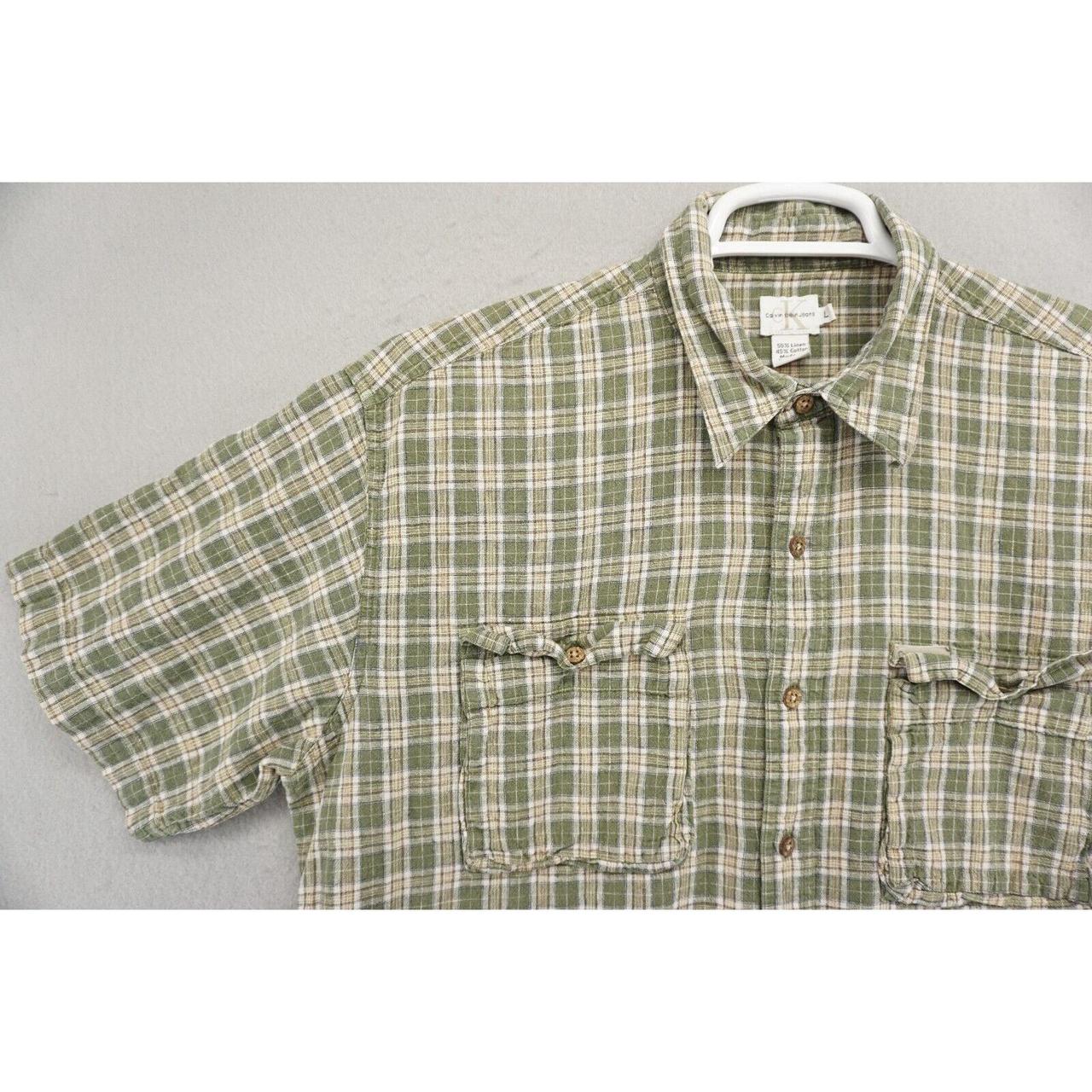 Calvin Klein Men Shirt Size Large Button Up Short... Depop