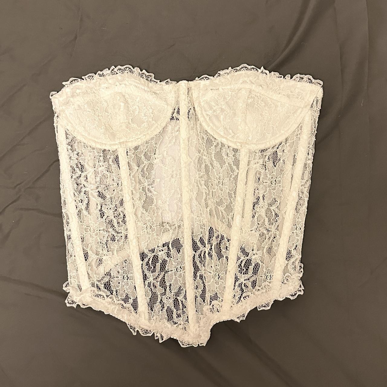 vintage white corset top never worn out! super cute... - Depop