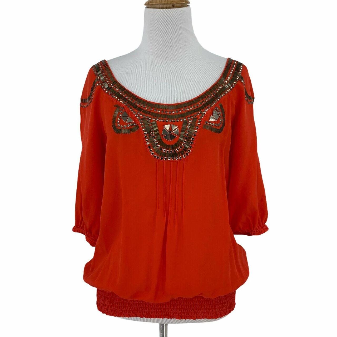 Bebe Egyptian Blouse Women's Size XS Red Off... Depop