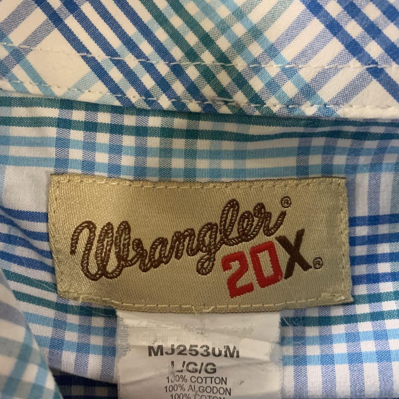WRANGLER 20X Mens Button Up Shirt Blue Plaid S/S -... - Depop