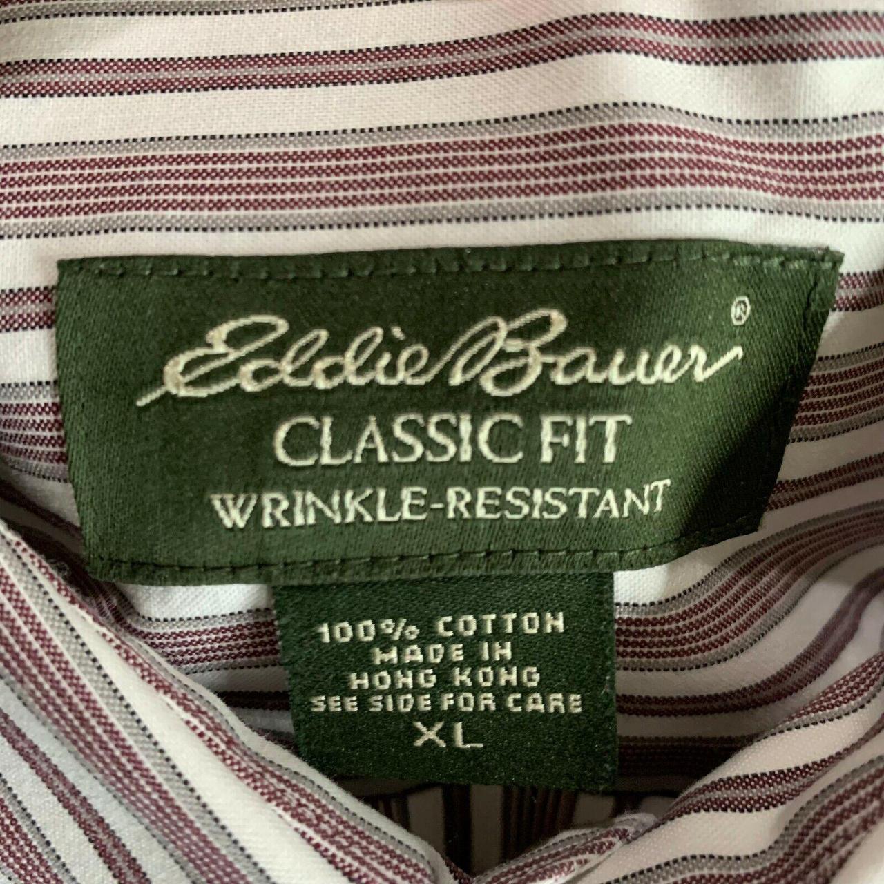 EDDIE BAUER Mens Burgundy Classic Fit Wrinkle... - Depop