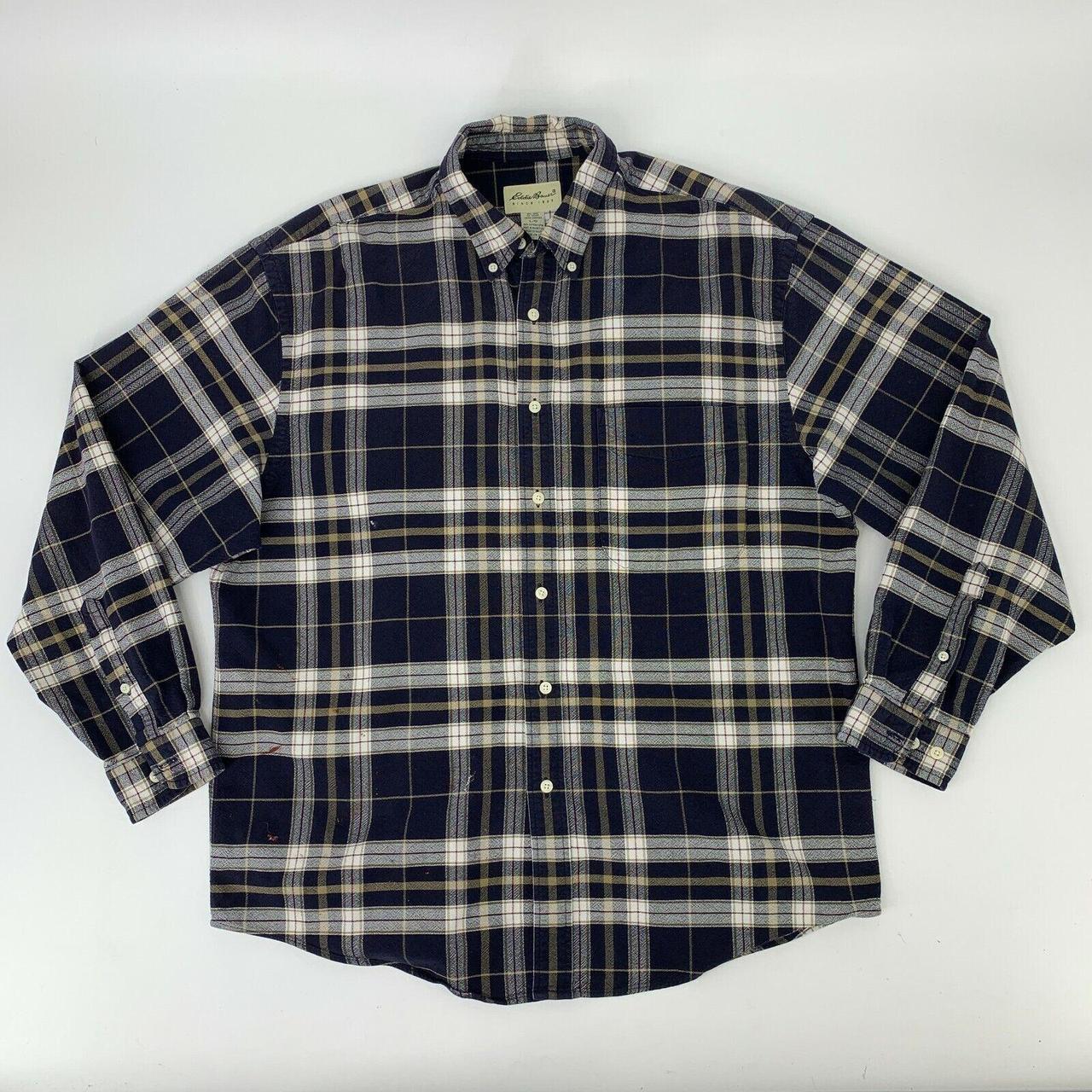 Eddie Bauer Plaid Button Down Flannel Shirt Mens... - Depop