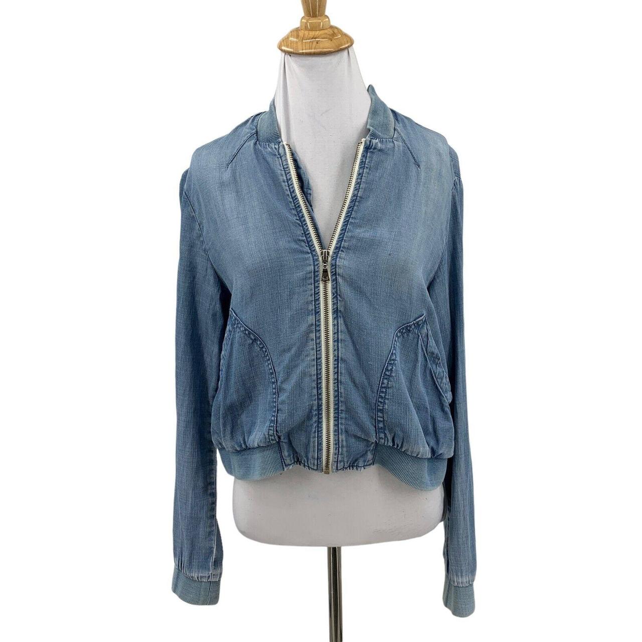 Cloth & Stone Chambray Bomber Jacket Womens S Small... - Depop