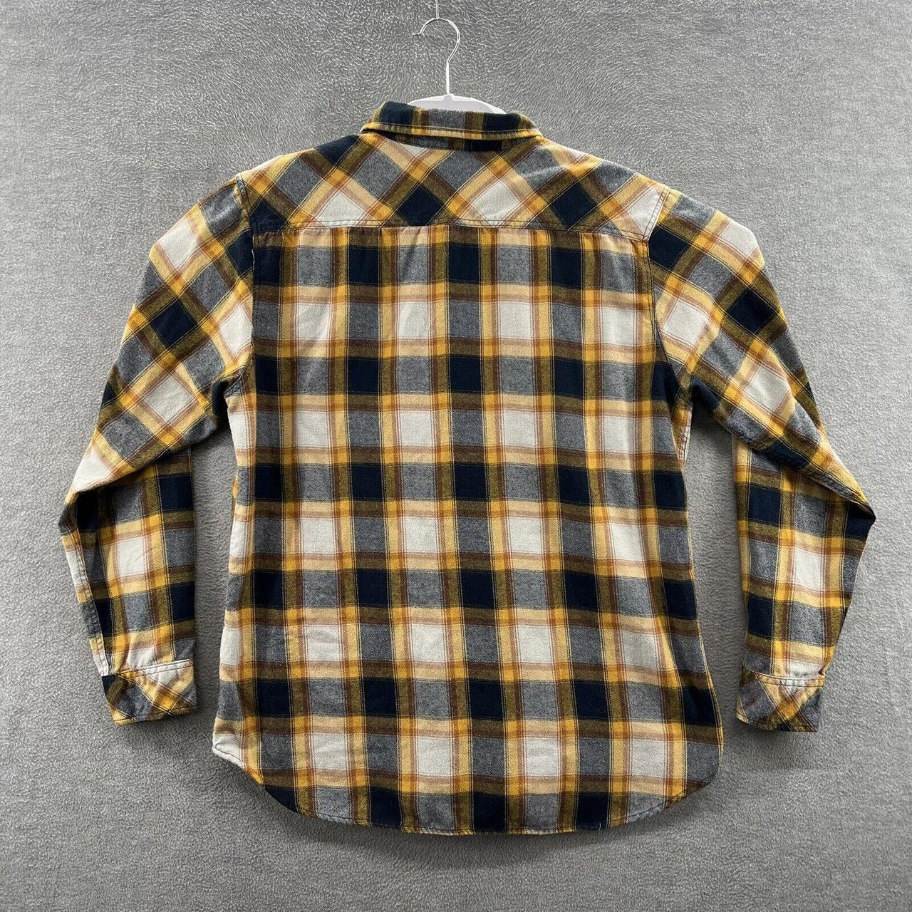 stoic mens yellow flannel button up long sleeve... - Depop