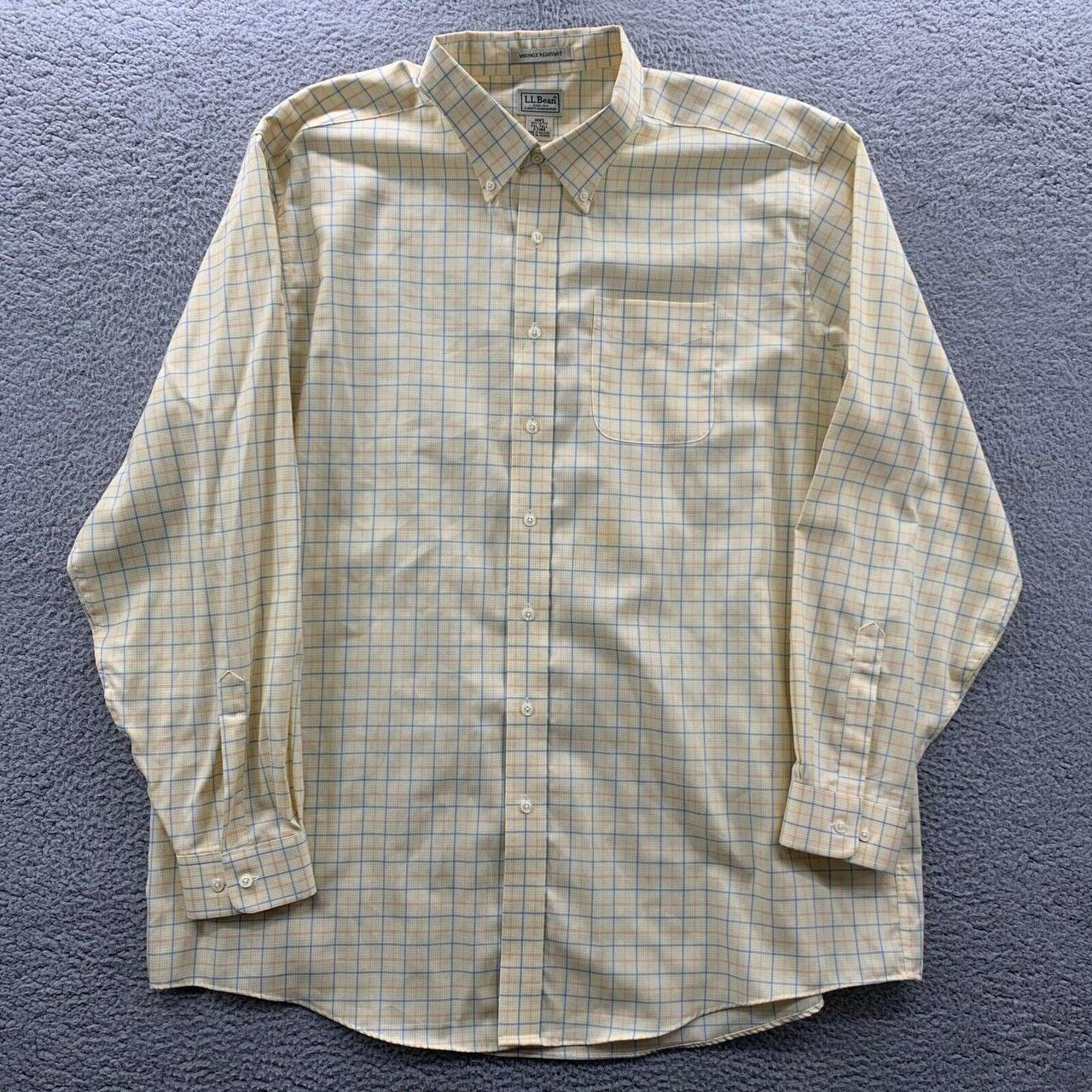 LL BEAN Shirt Mens 2XLT Button Up Plaid Long Sleeve... - Depop