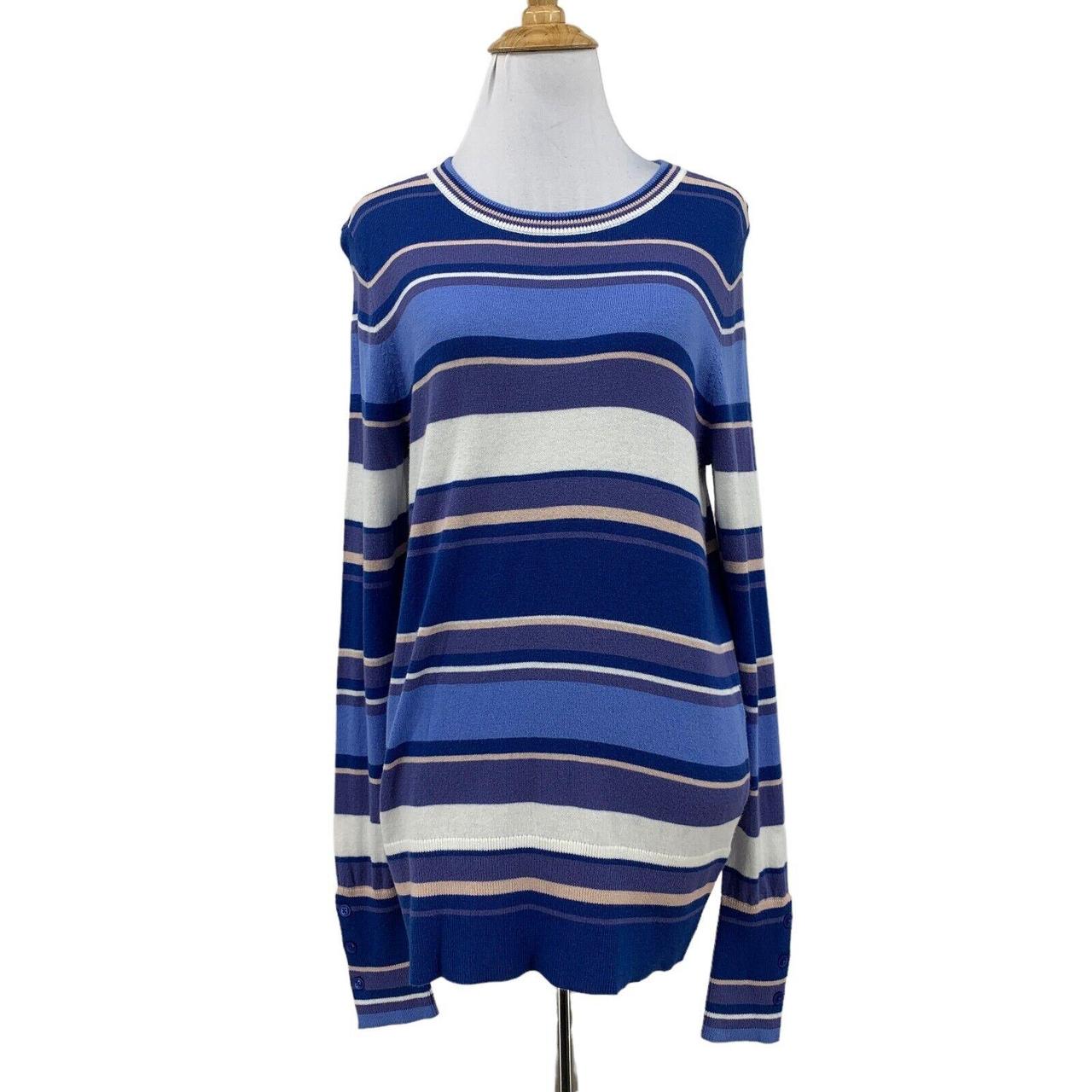 Halogen Striped Sweater Womens M Medium Blue Long Depop