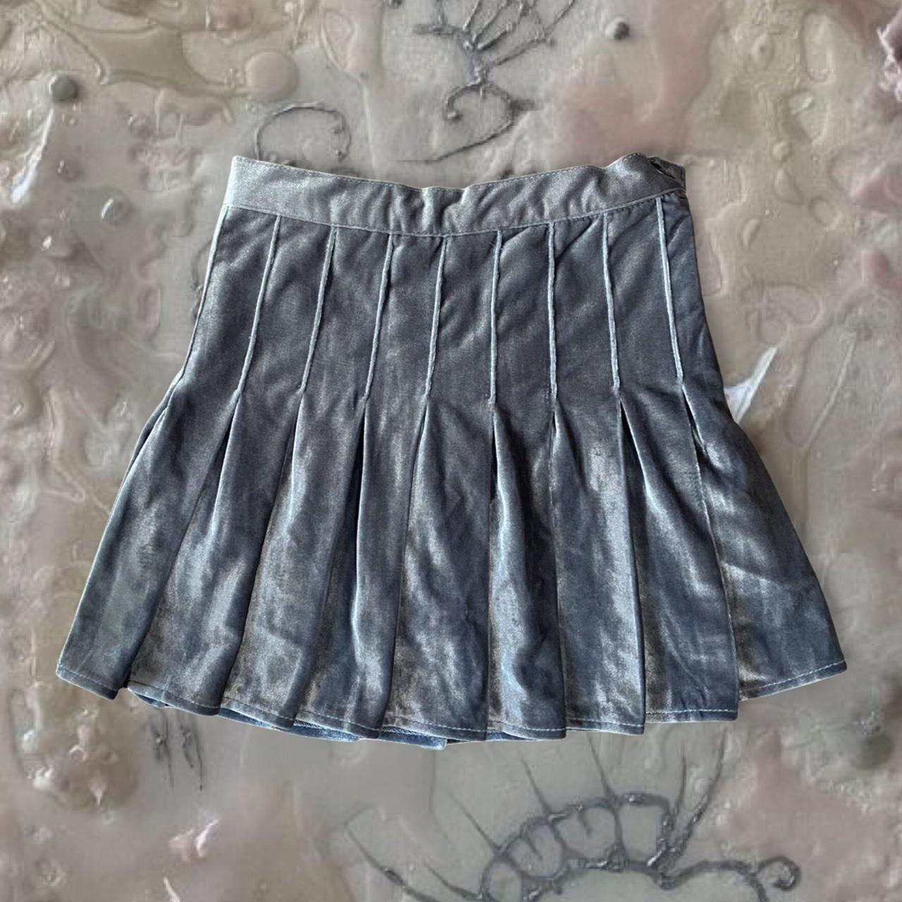 velvet pleated tennis skirt with inner safety... - Depop