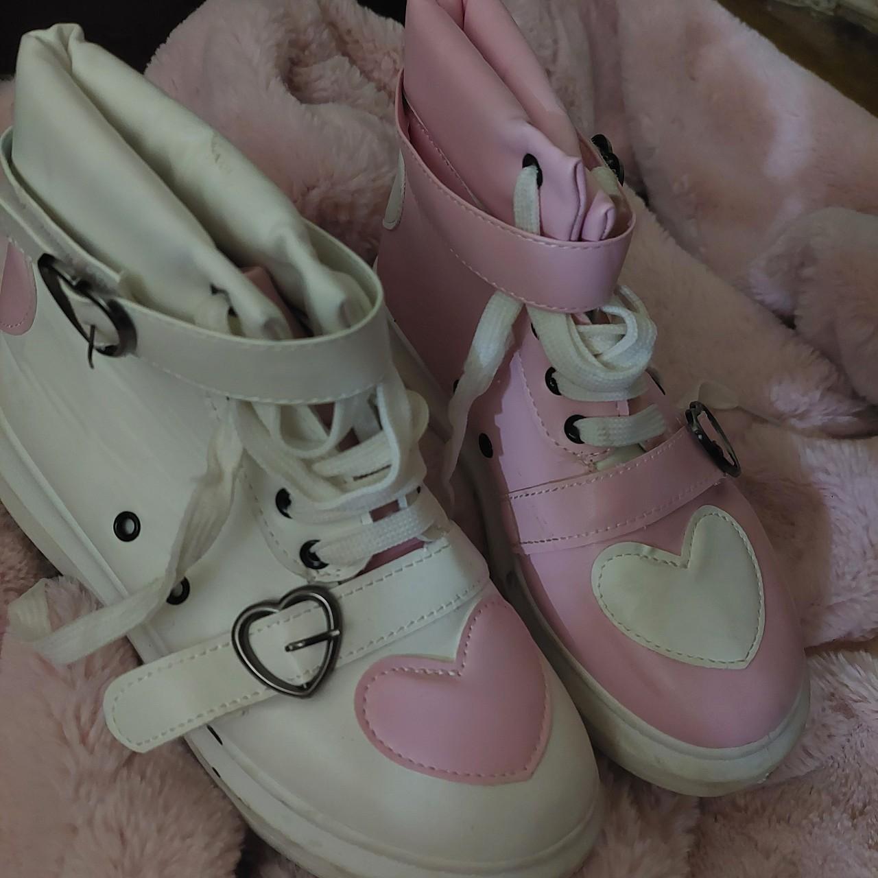 Cute heart kawaii jfashion shoes A small scuff but... Depop