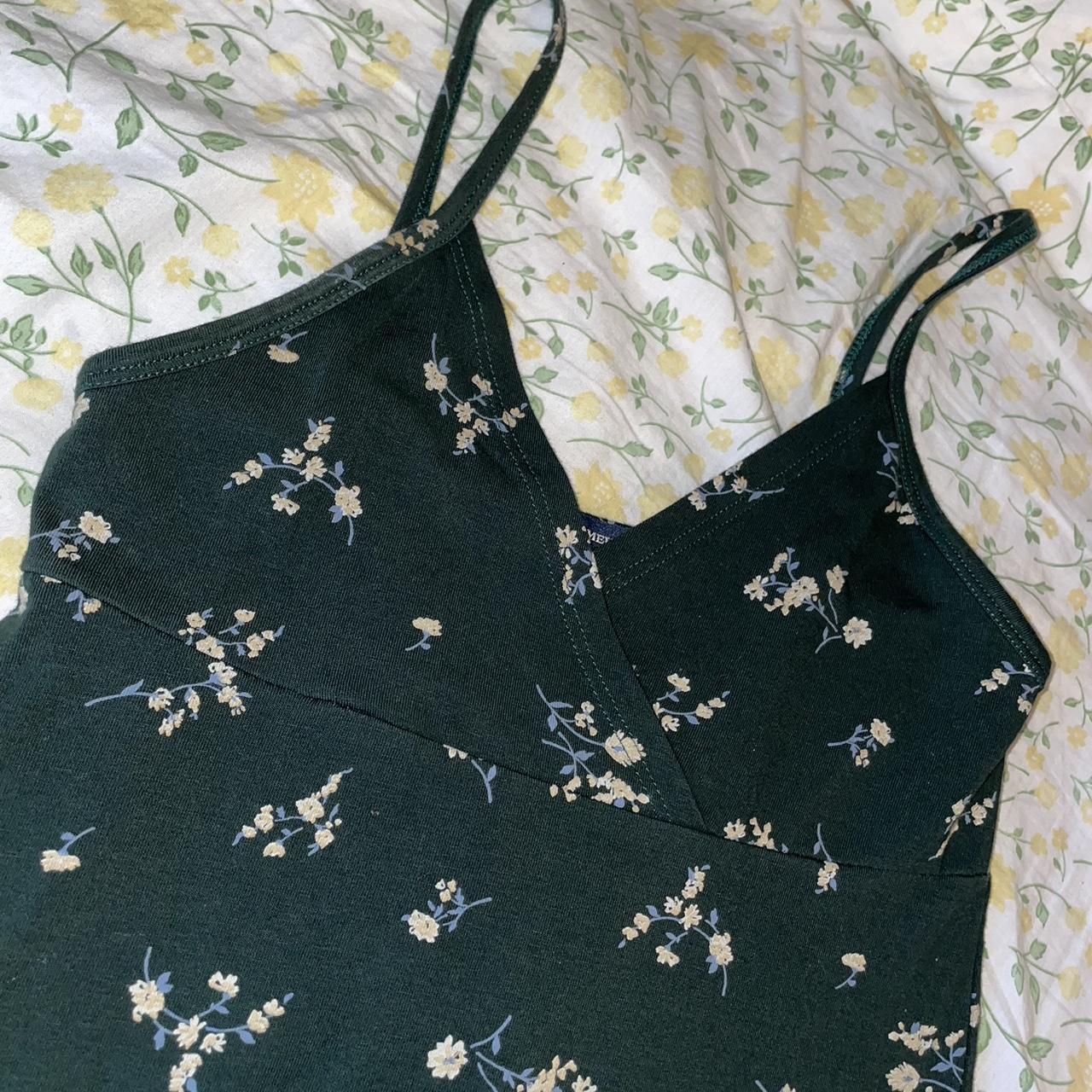 Brandy Melville forest green floral Amara dress... Depop