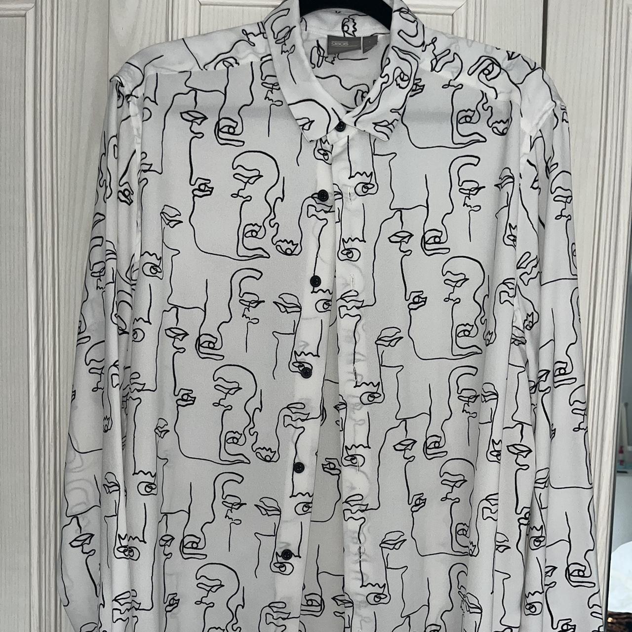 asos abstract face print white shirt - Depop