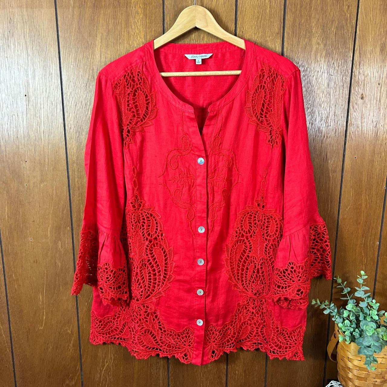 John Mark Women's Blouse - Red - L – JOHN MARK Re… - image 1