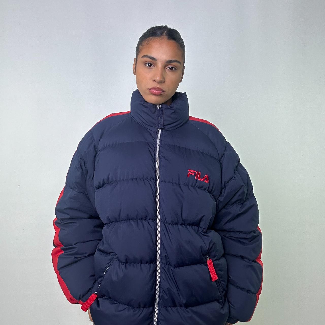 Navy Blue 90s FILA Puffer Jacket Coat Tagged Mens. Depop