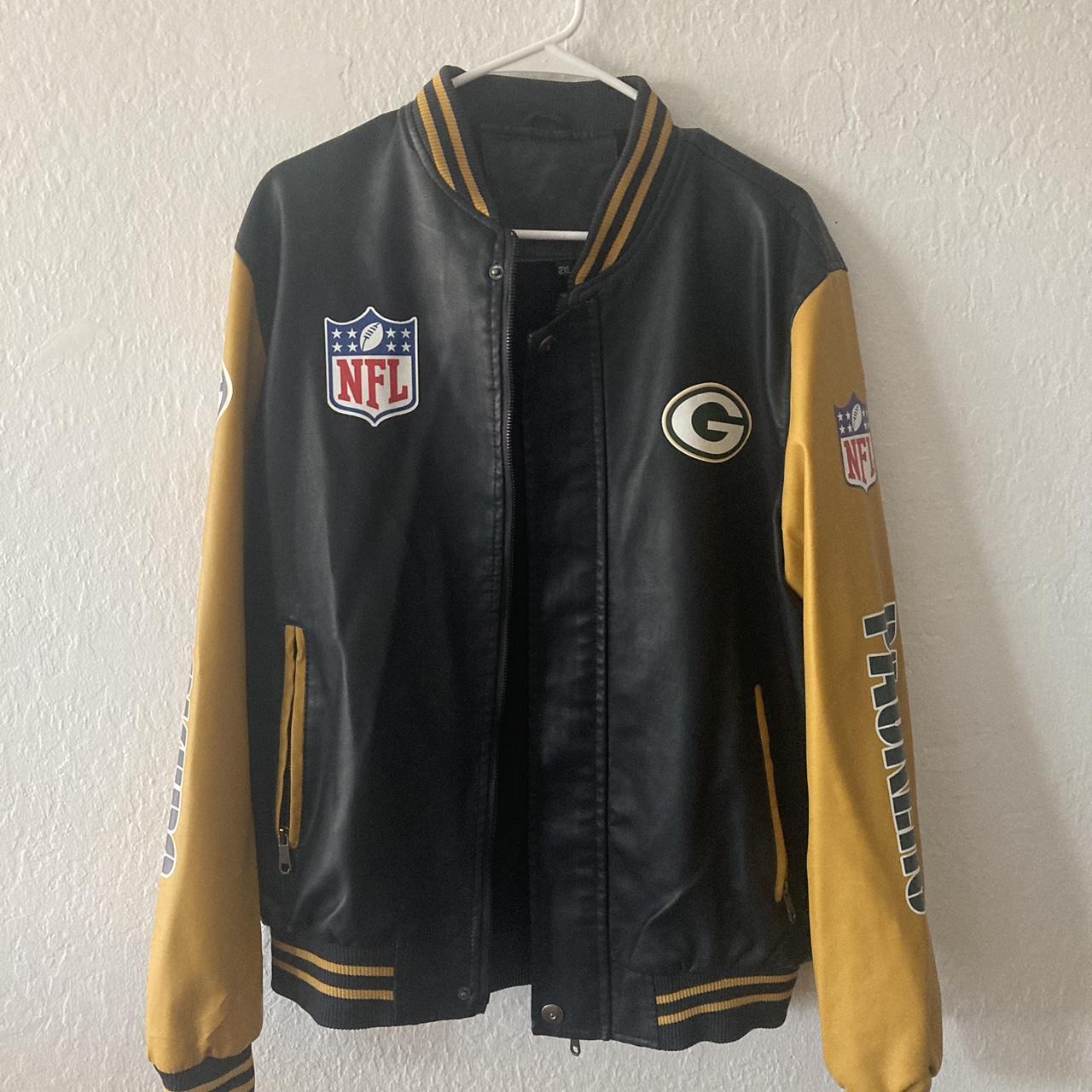 Green Bay packers jacket. Leather jacket. Bomber - Depop