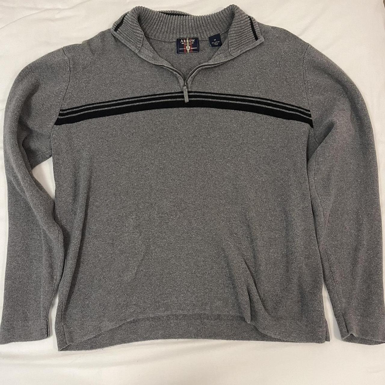 Gray Quarterzip Sweater with Black details Brand... Depop