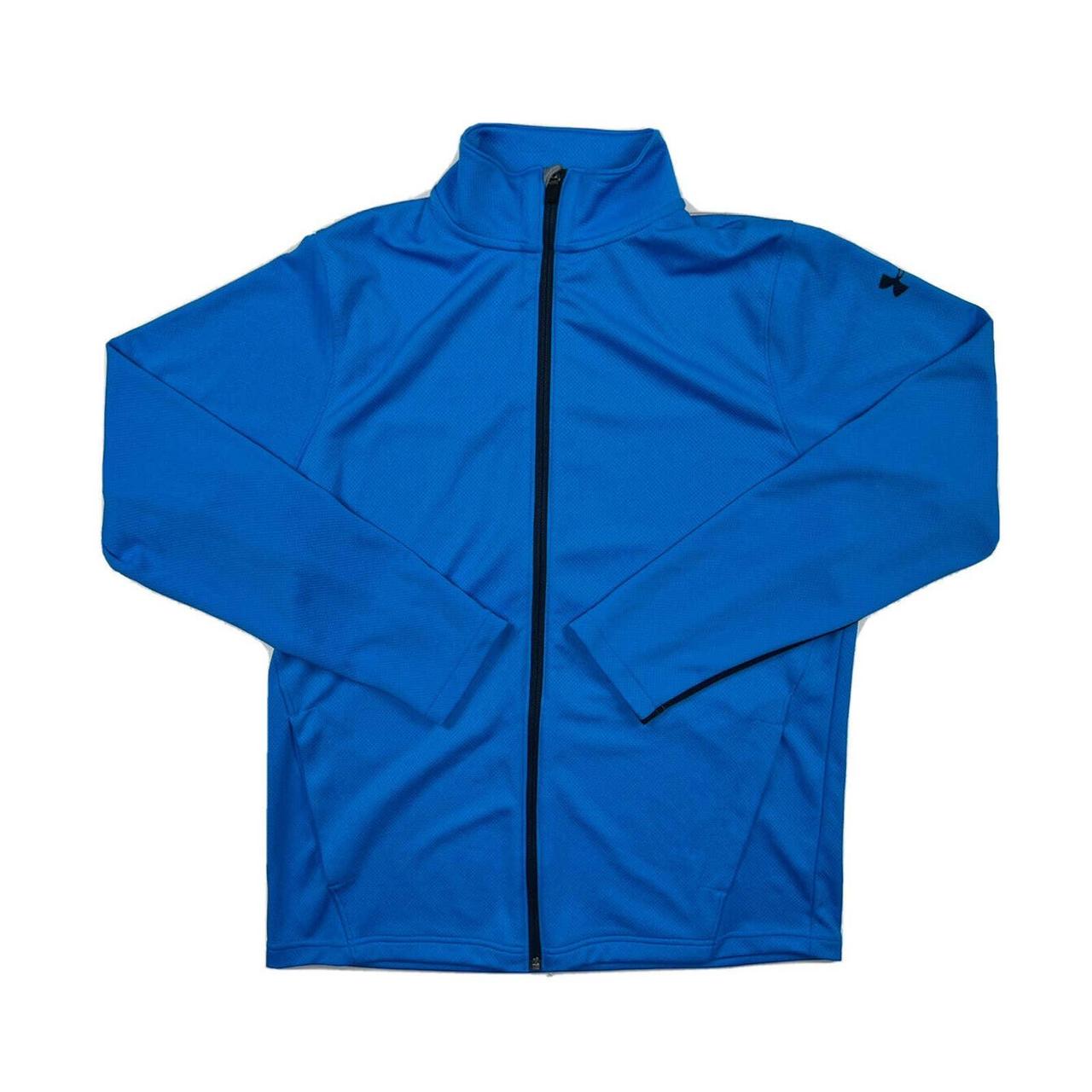 Under Armour Jacket Mens Medium Blue Full Zip Loose... Depop