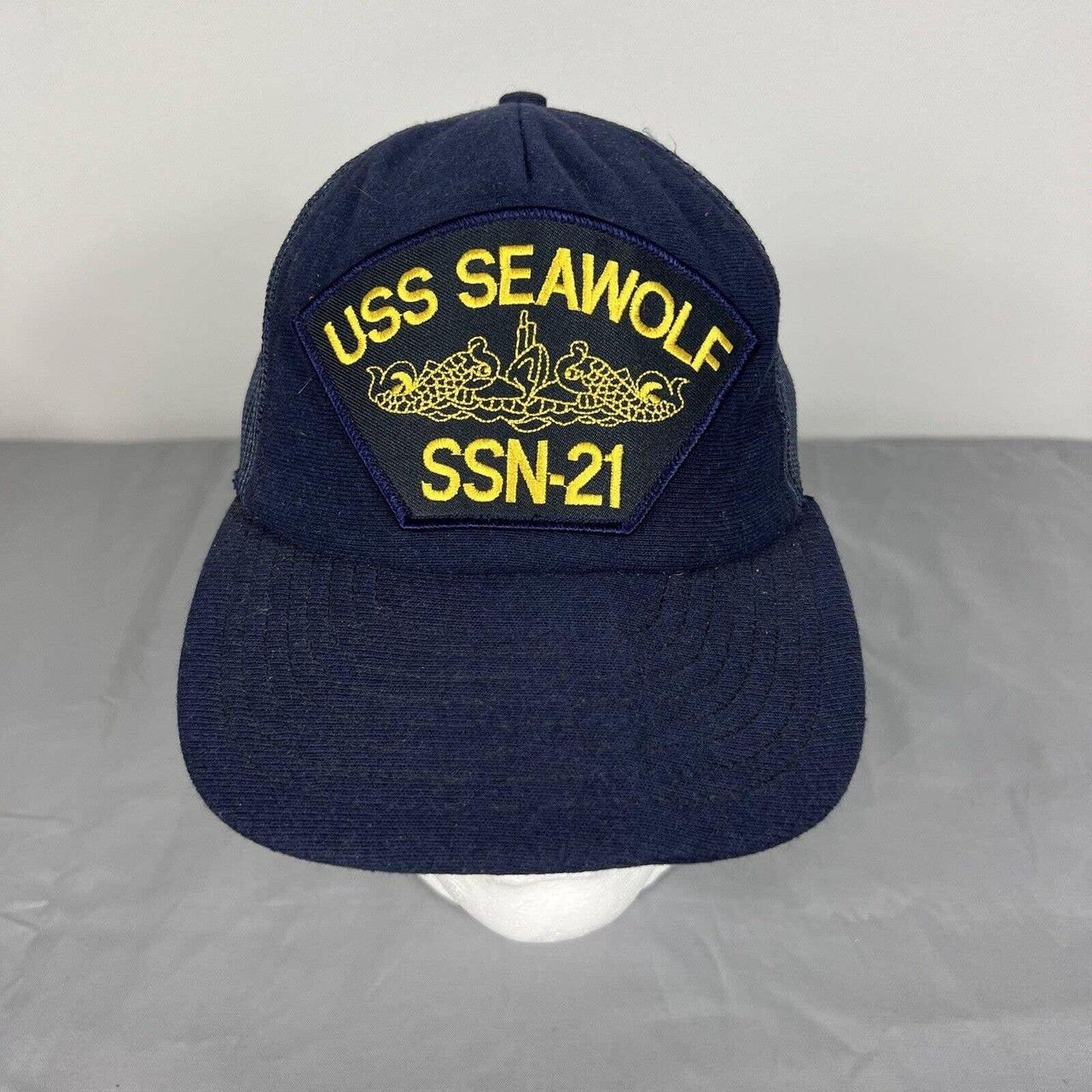 Vintage Navy Hat USS Seawolf Submarine Embroidered... - Depop