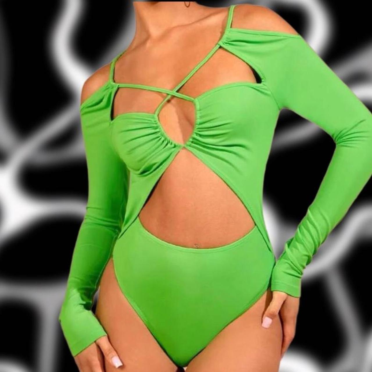 ❎ Green Cyber Baddie Body Suit . All bright lime - Depop