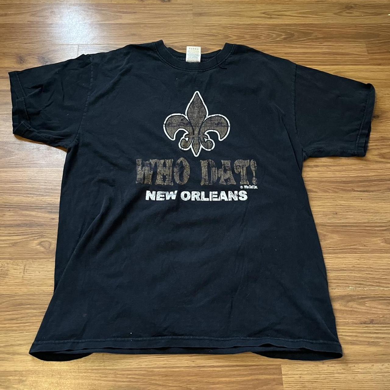 New Orleans saints black t shirt “who dat” - Depop