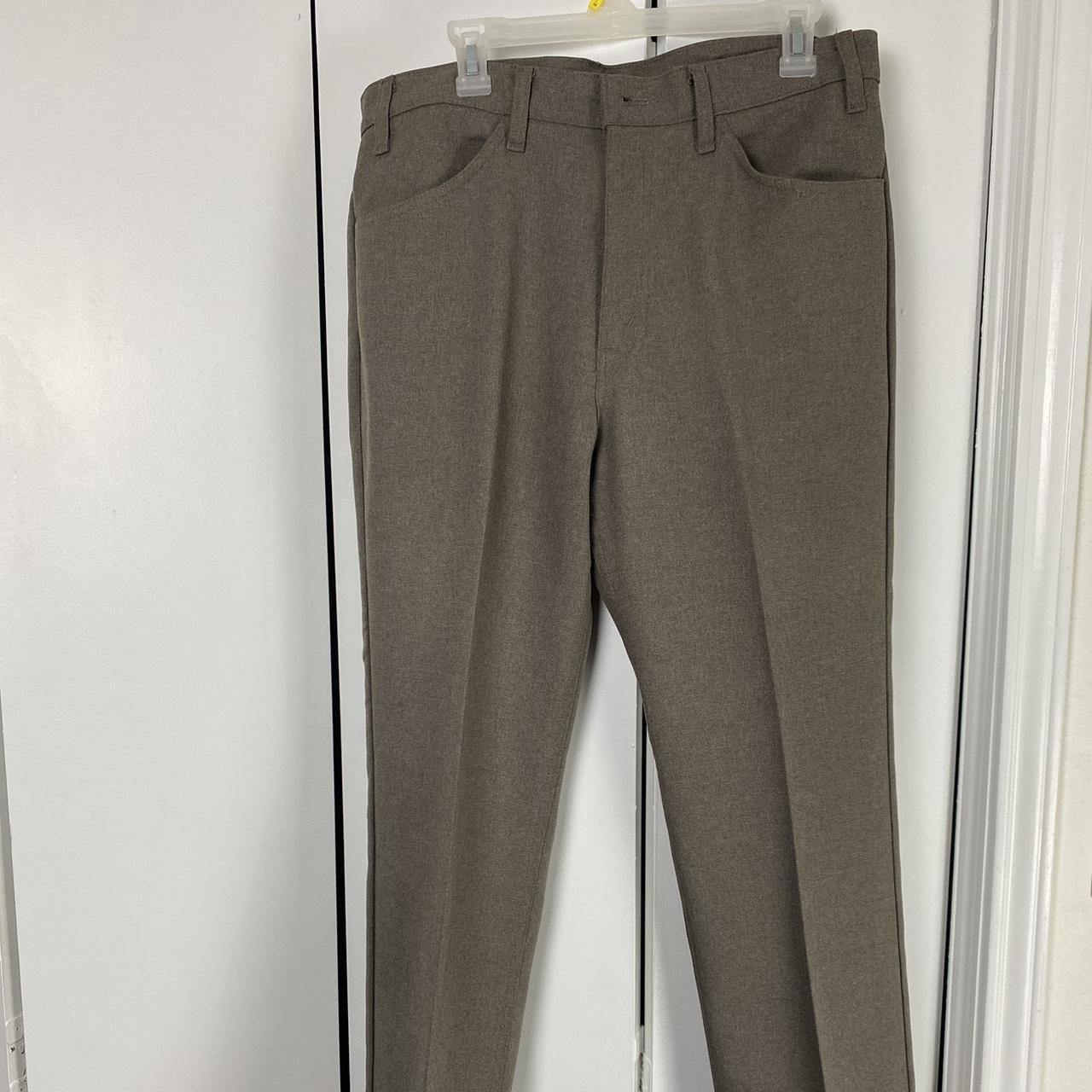 80s Levi's Polyester Brown Slacks Made in USA... - Depop