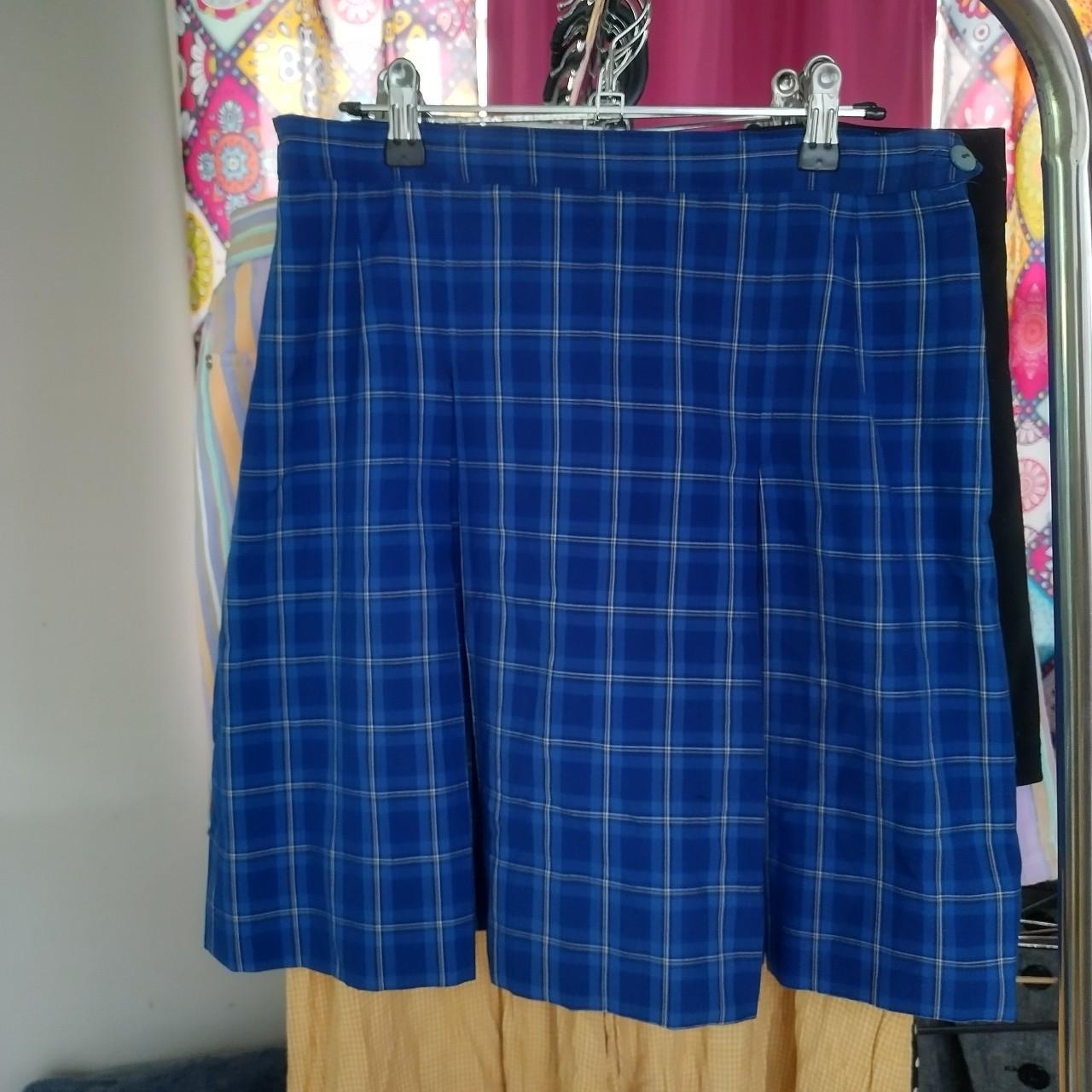 Vintage 90s high school skirt. Blue and yellow... - Depop