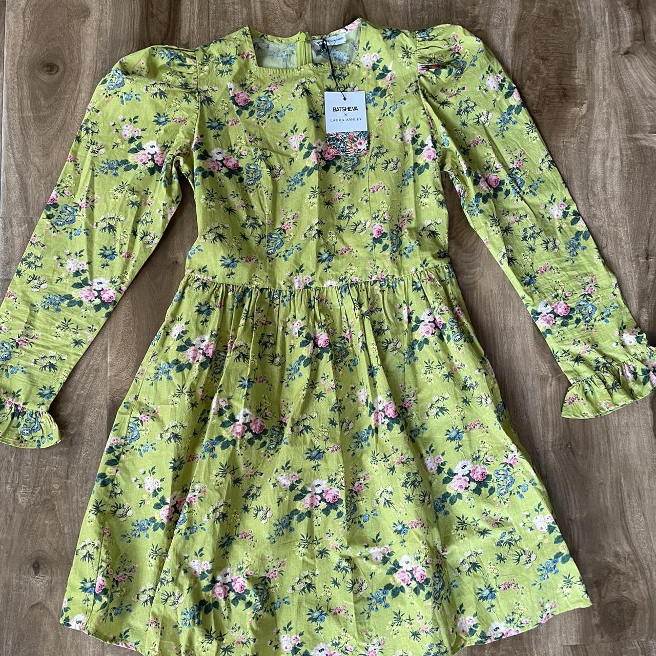 Batsheva Women's Green and Pink Dress Depop