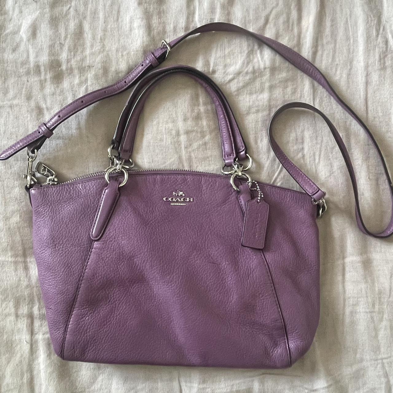 Coach purple leather crossbody handbag. Has been... Depop