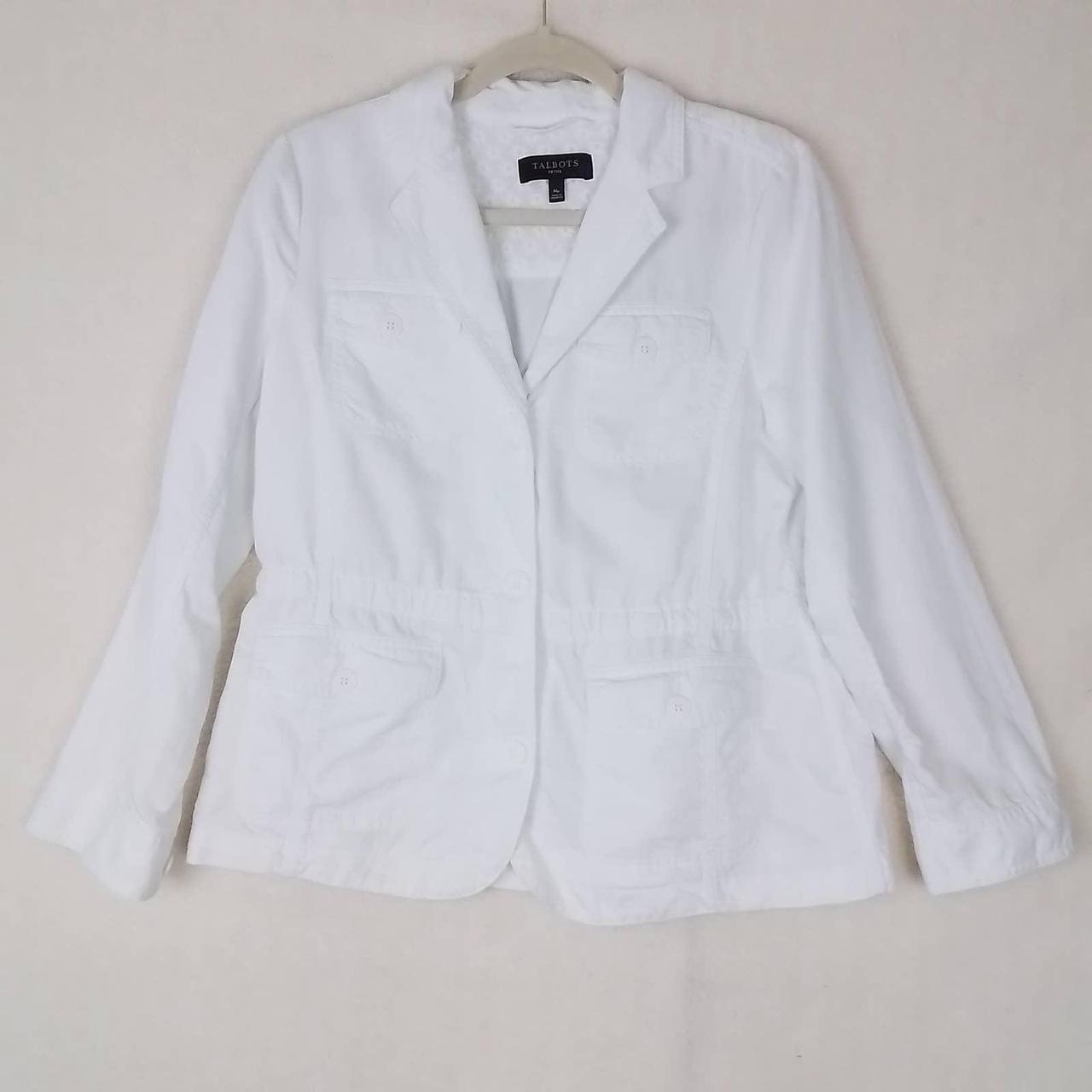 Talbots Cotton Linen Blend Jacket Size Medium Petite - Depop