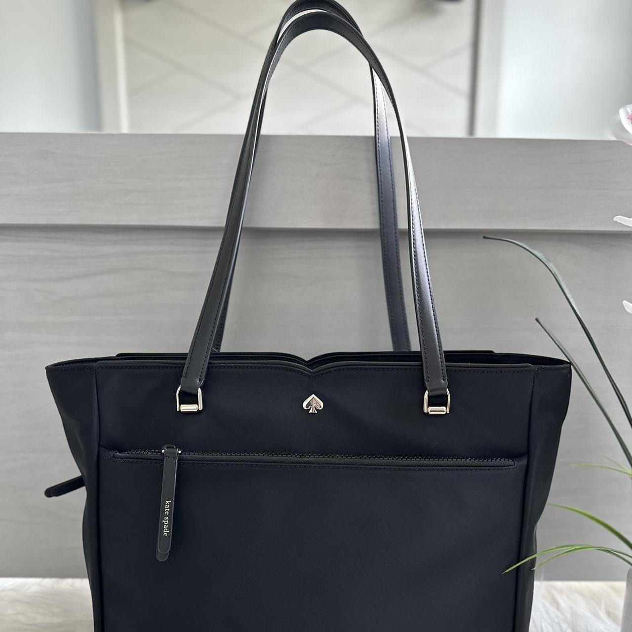 black and white kate spade leather tote bag/hand - Depop