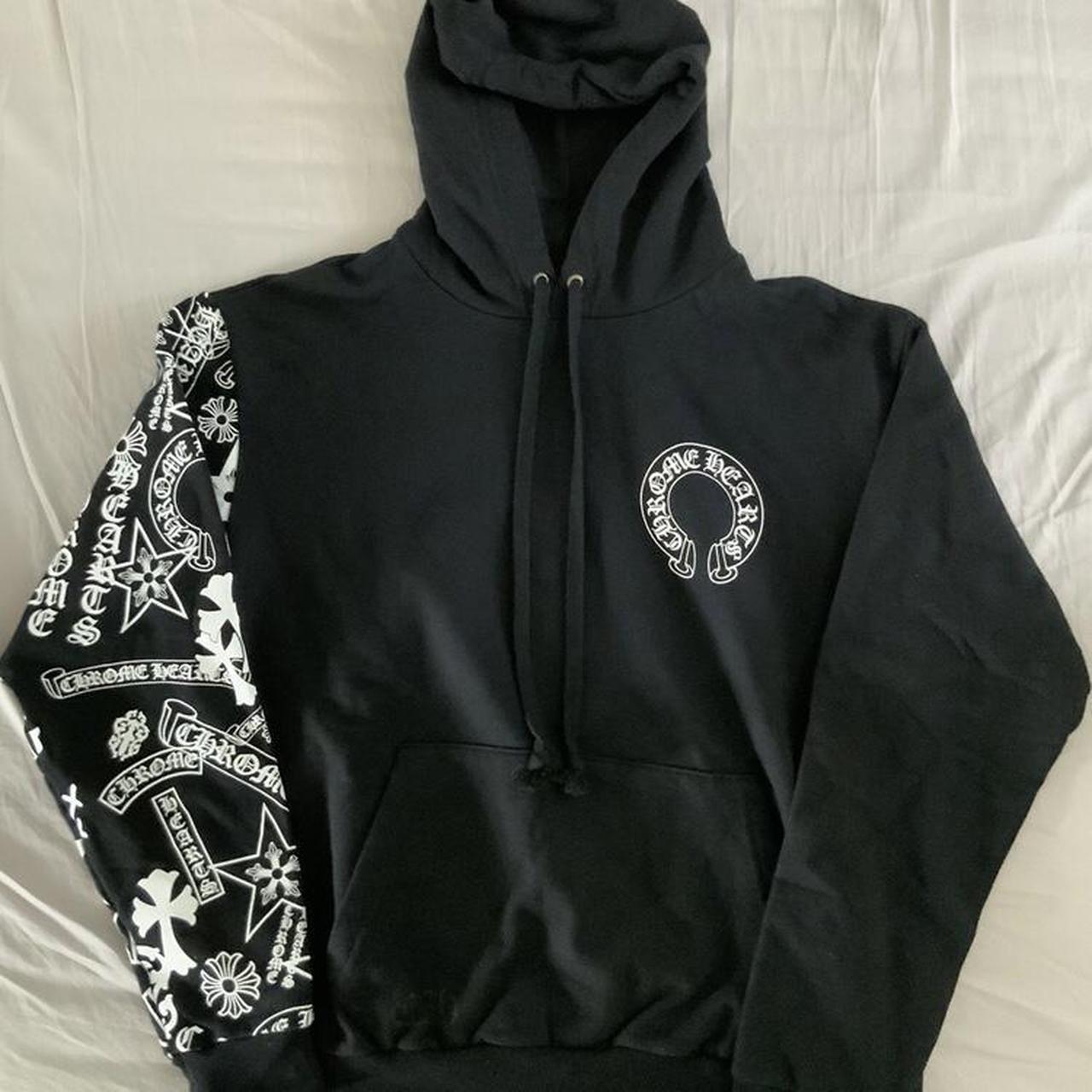 Chrome Hearts Men's Black and White Hoodie | Depop