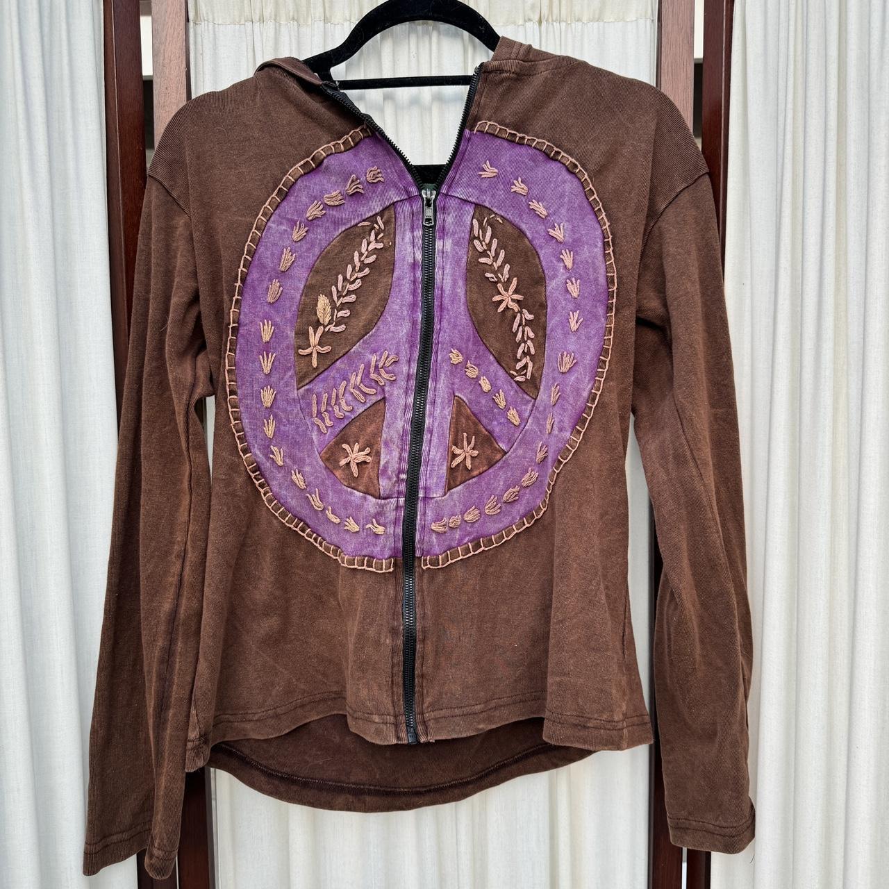 Peace sign Hoodie Jacket Kathmandu Imports can fit... Depop