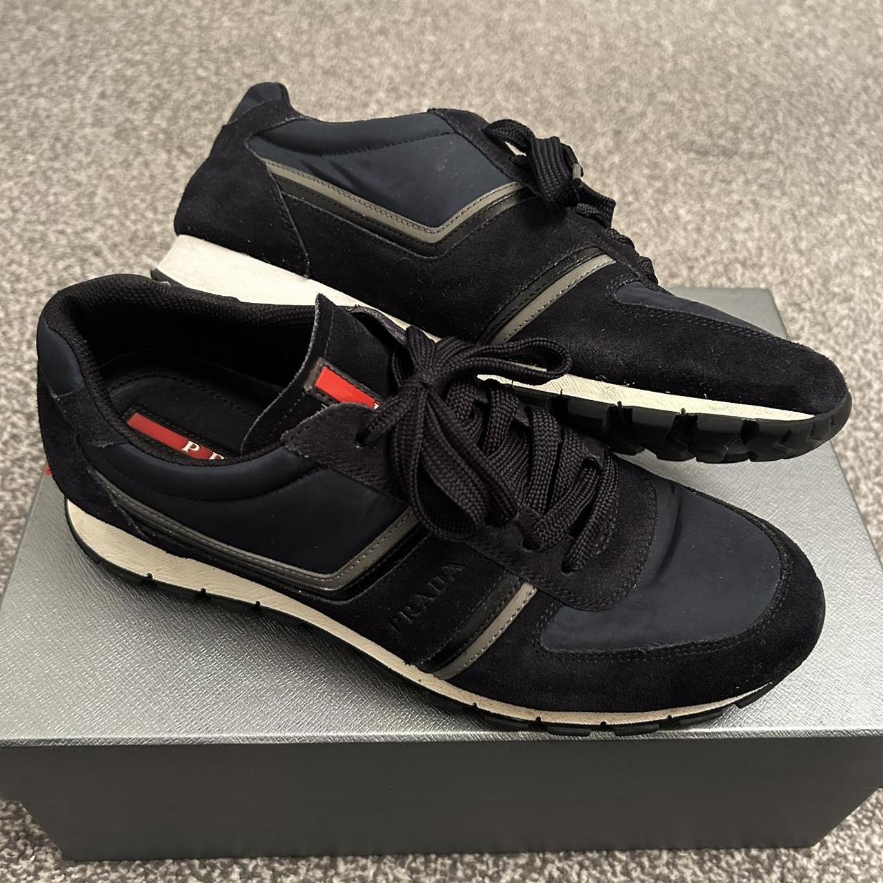 Prada Men's Black and Navy Trainers | Depop