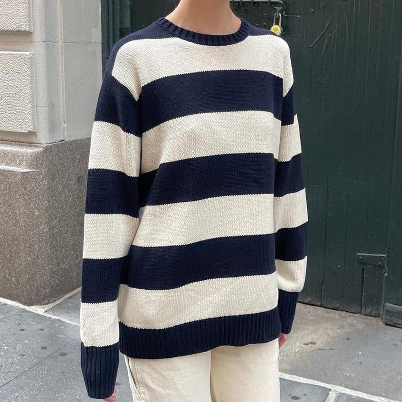 John Galt Navy And Green Striped Sweater PacSun John Galt Navy