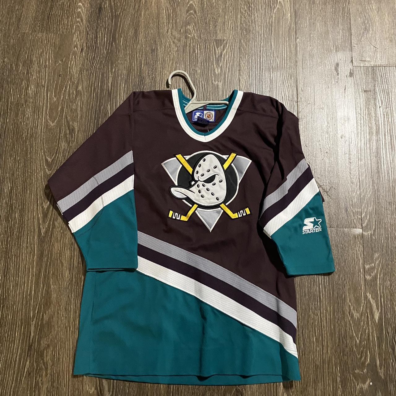 Almigthy Duck Hockey Jersey x Starter sz Xl youth... - Depop