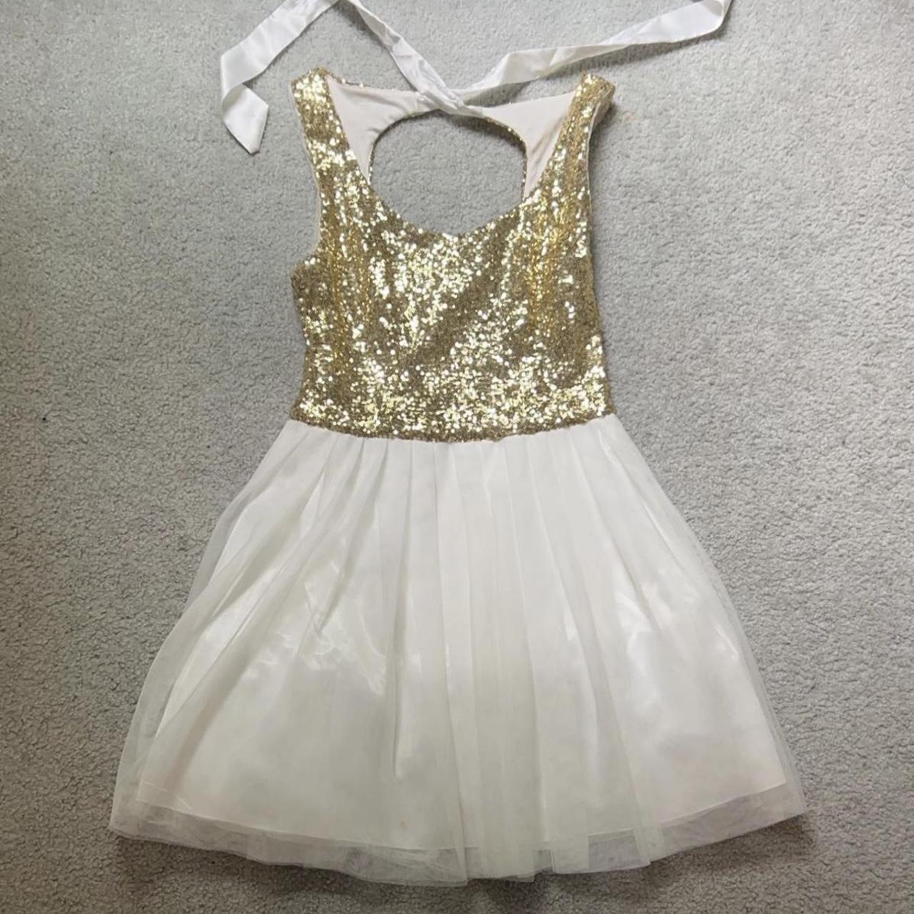 B darlin white discount and gold dress