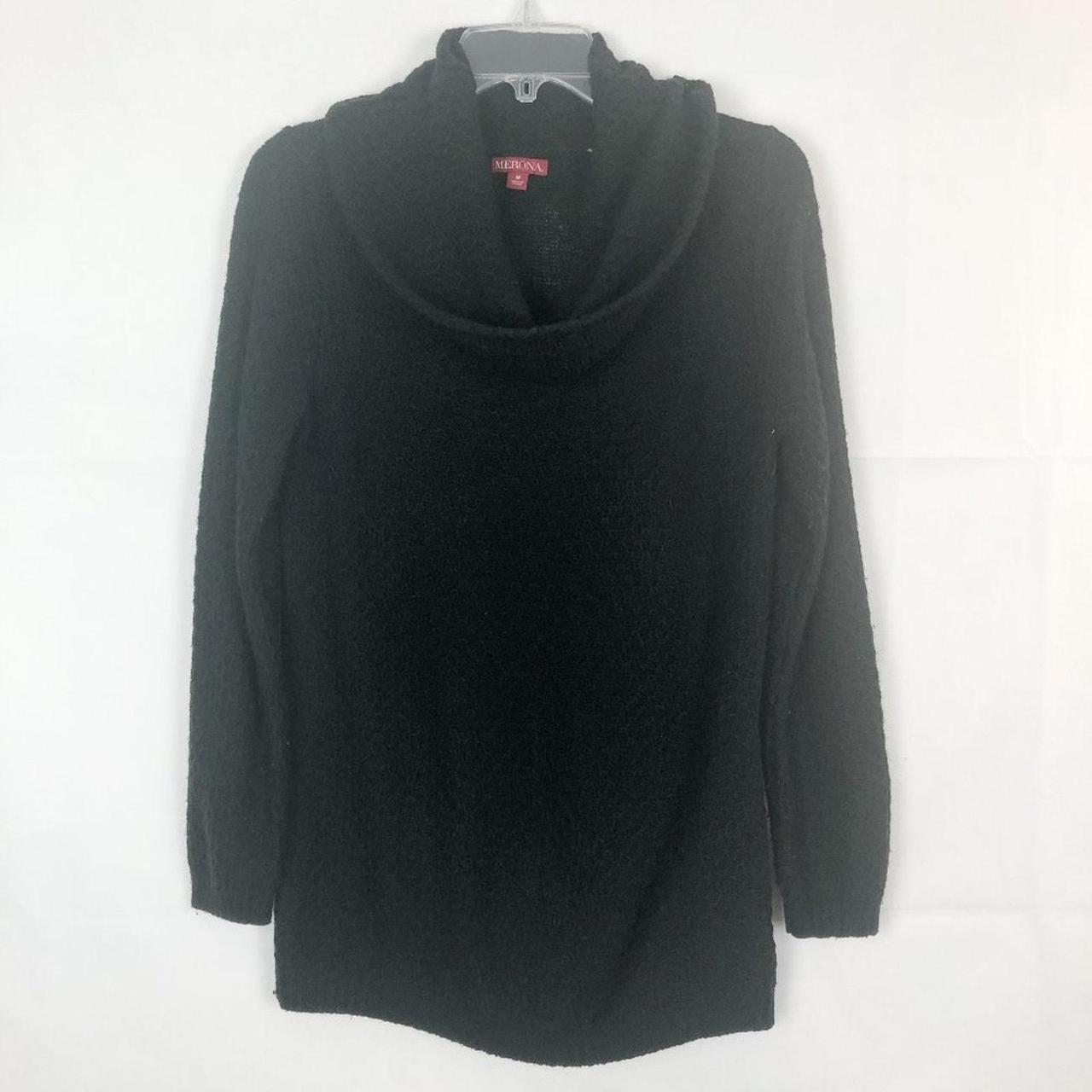 Merona pullover black knit sweater. Cowl neck. Long. Depop