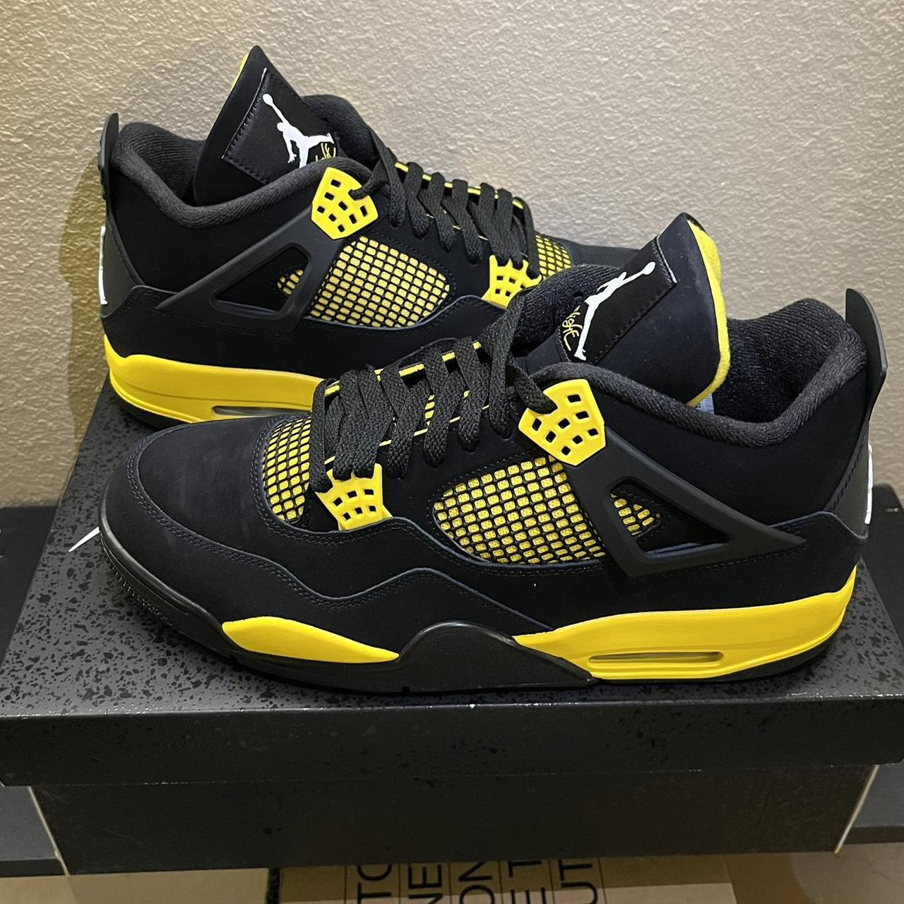 Custom Jordan 4 Size 12 Decreased, Some Heel Drag, - Depop