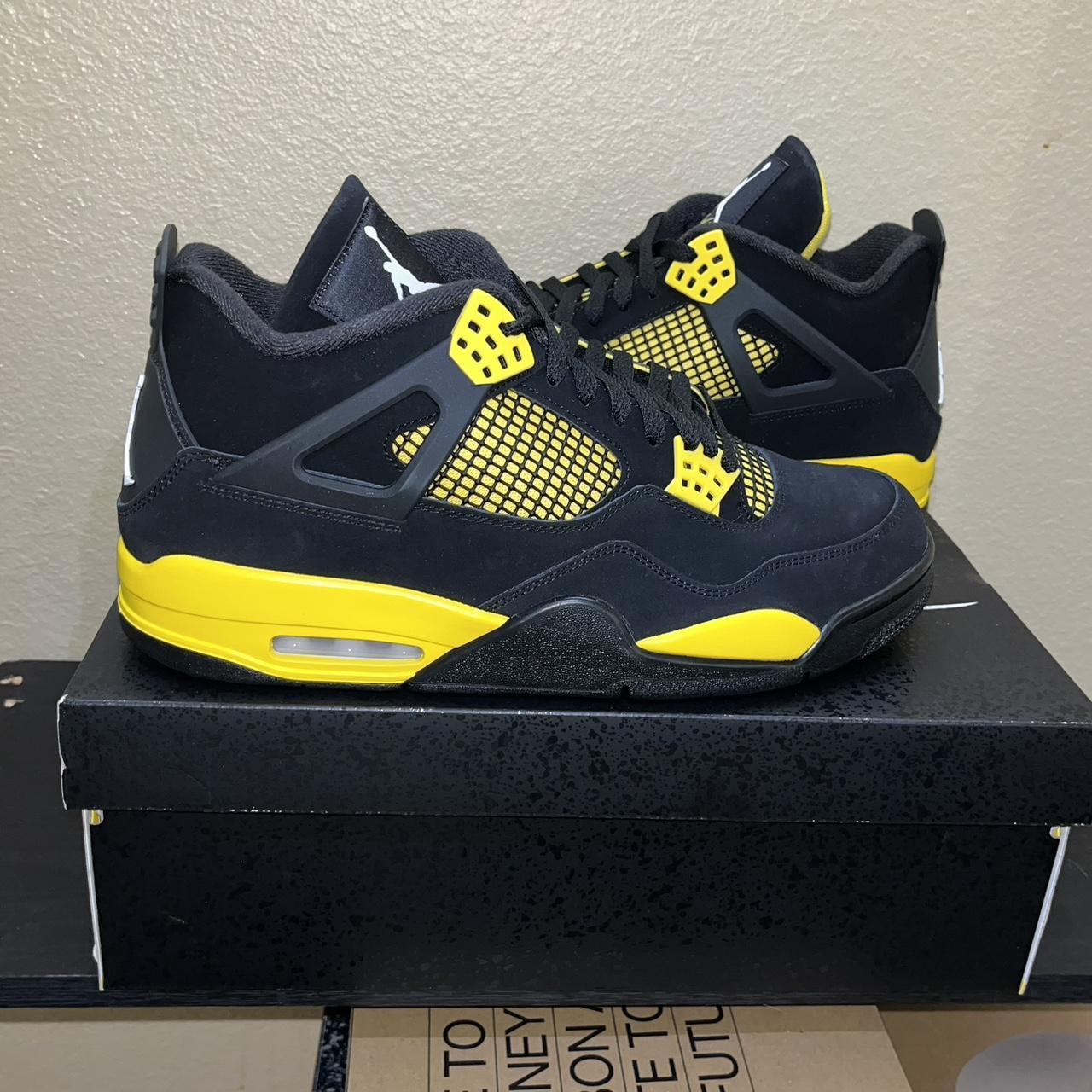 Custom Jordan 4 Size 12 Decreased, Some Heel Drag, - Depop