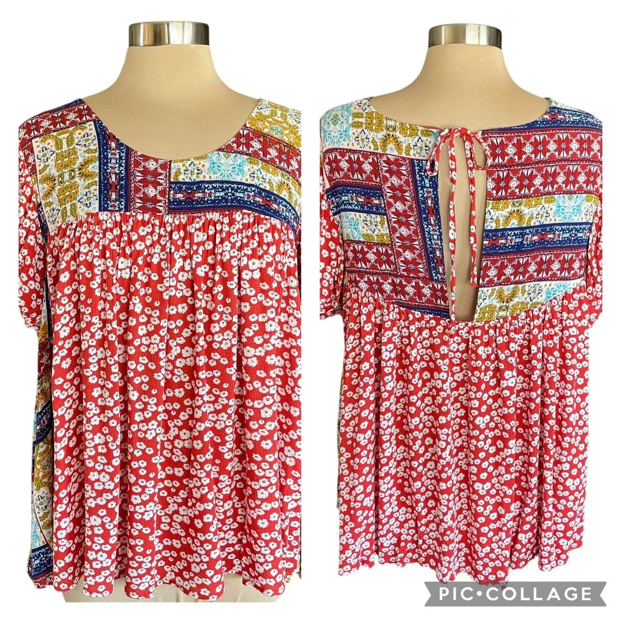 Source Unknown Women's Blouse - Red/Multi - M – E… - image 1