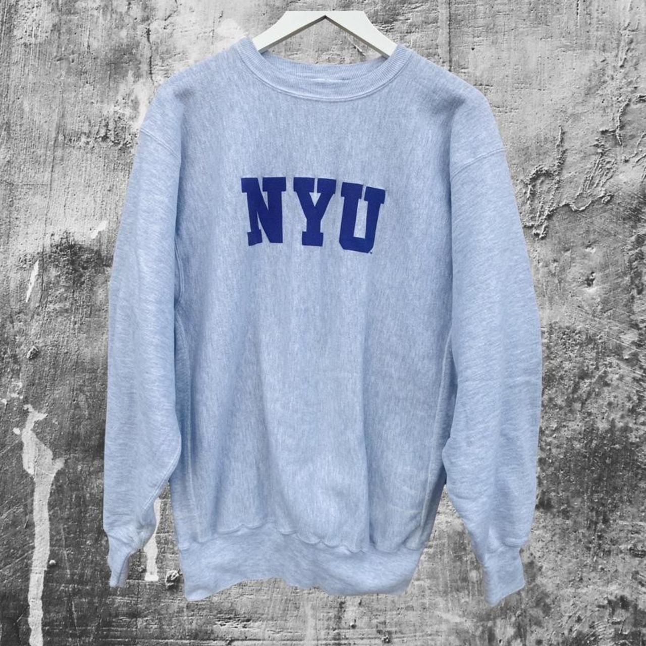 Vtg 90's Reverse Weave NYU Violets University... - Depop