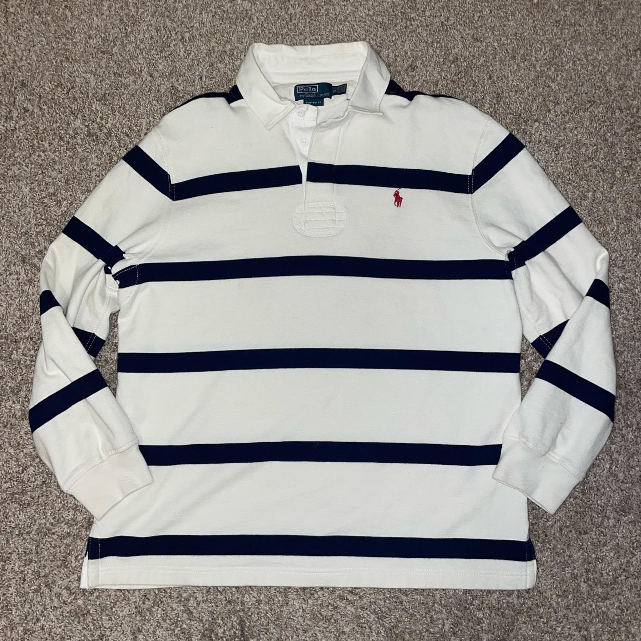 Polo Ralph Lauren Long sleeve Polo White and Navy... - Depop