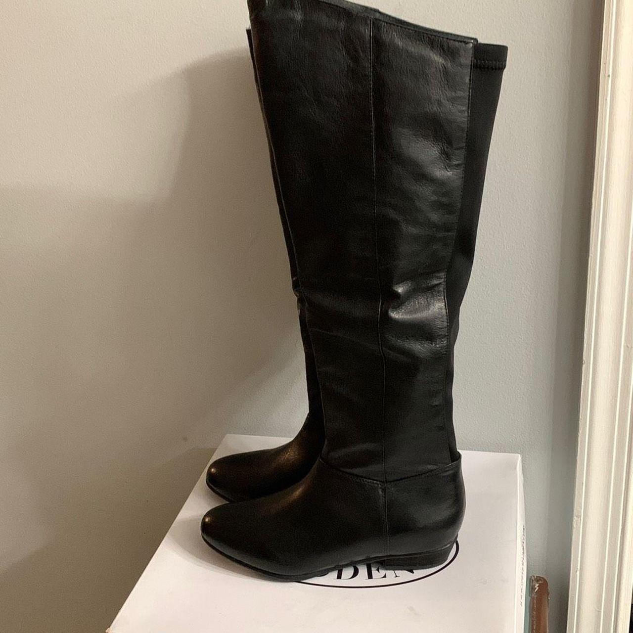 Steve Madden creation black leather boots, stretchy... - Depop