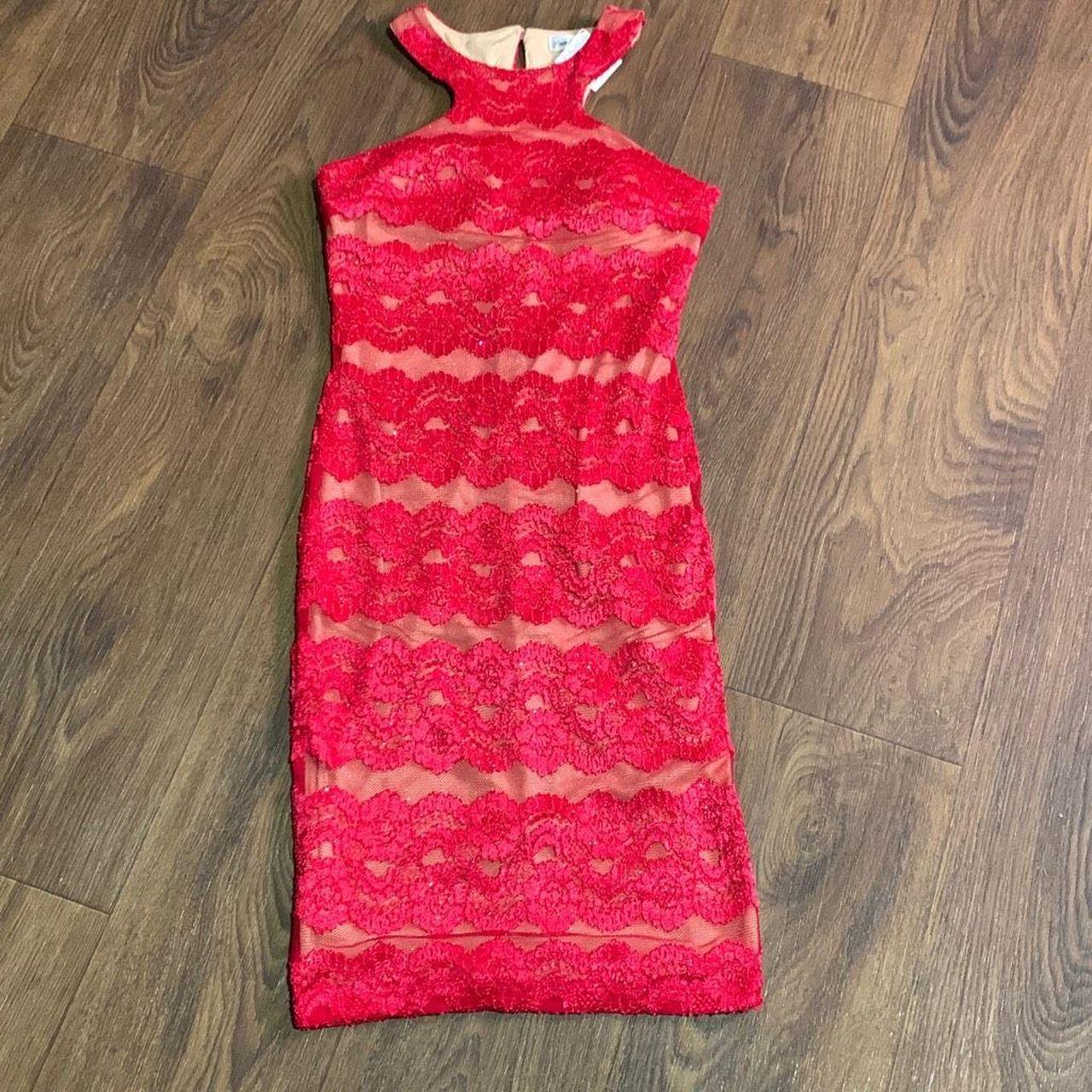 Emerald sundae bodycon red lace dress. Nude under - Depop