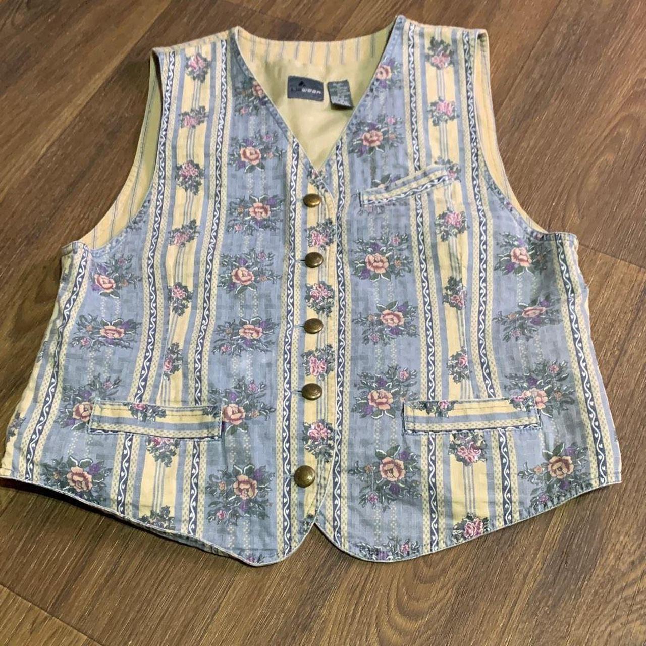 Vintage 90s Liz wear floral button up vest. Lined... Depop