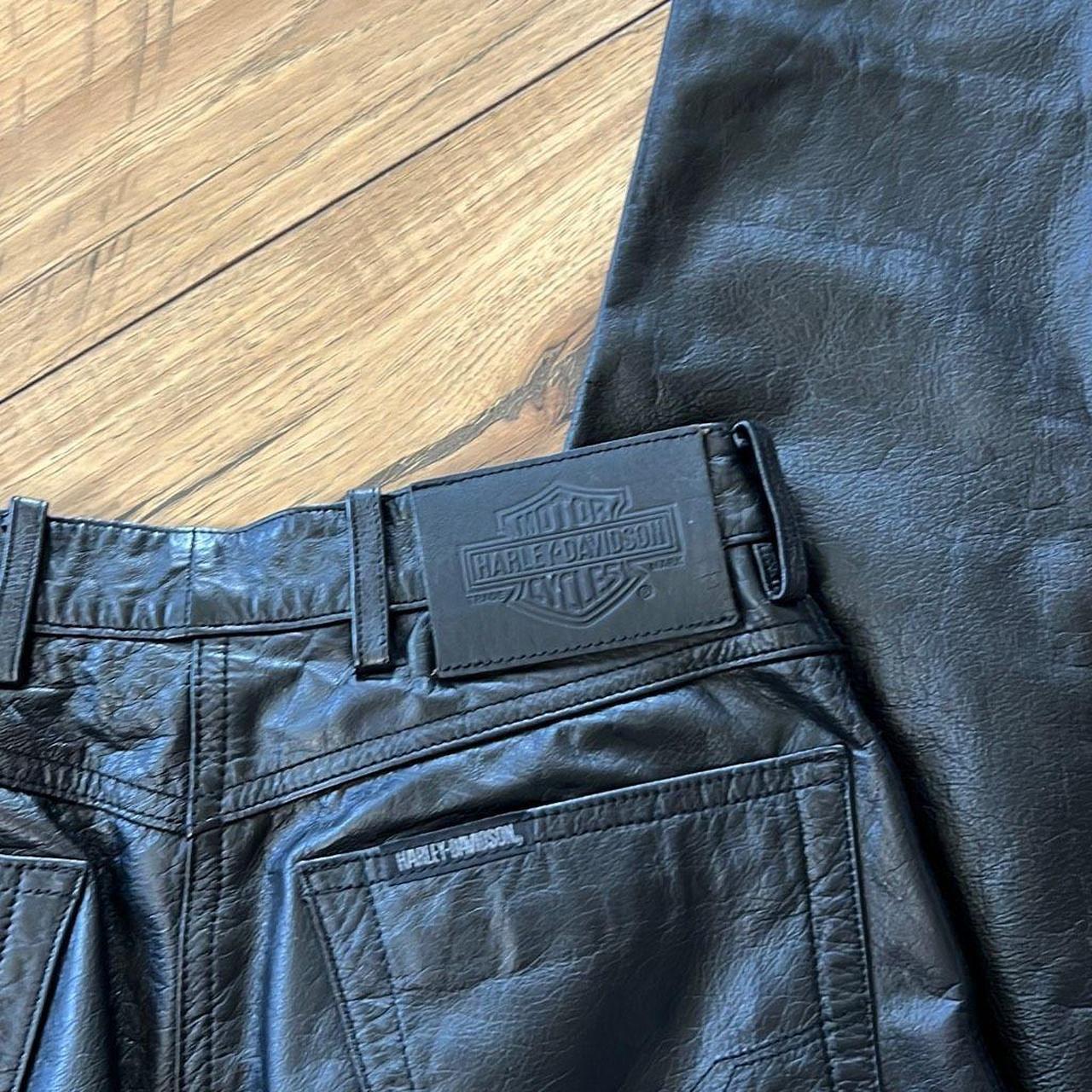 Harley-Davidson black leather pants size womens - Depop
