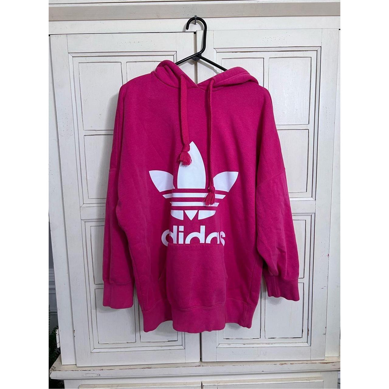 Adidas fashion pink oversized pullover clearance hoodie