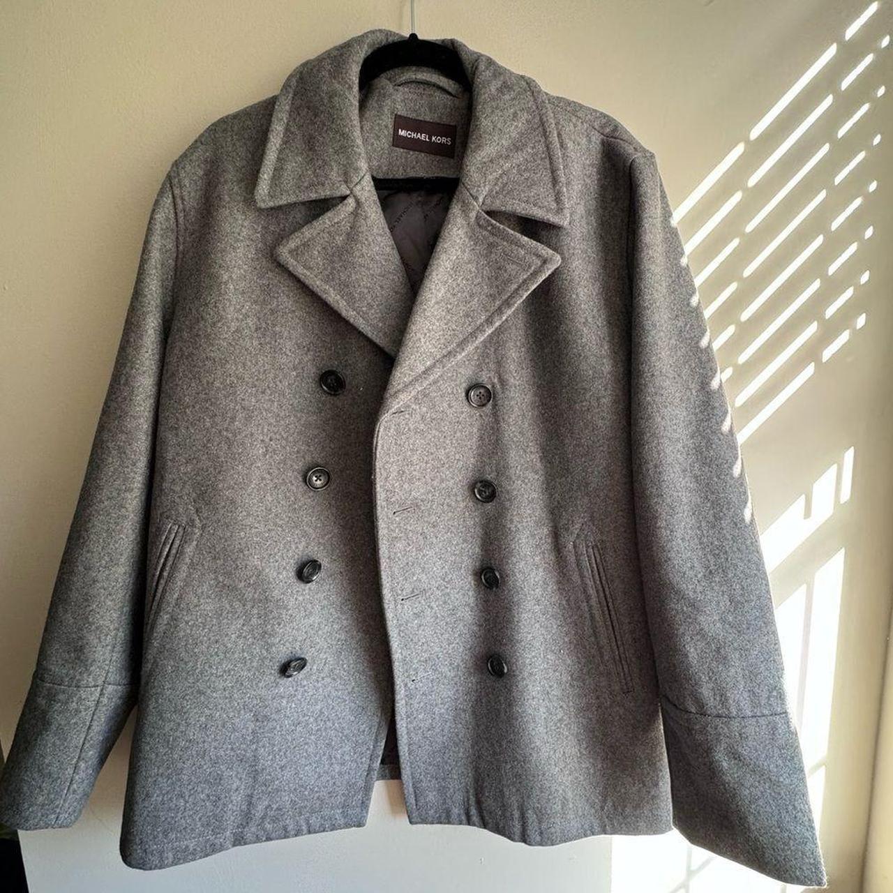 Michael kors wool on sale blend double breasted peacoat