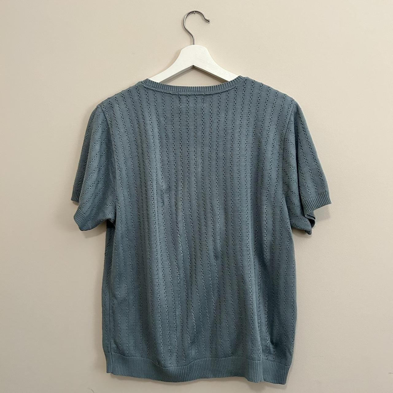 vintage knit short-sleeve patterned sweater top from... - Depop