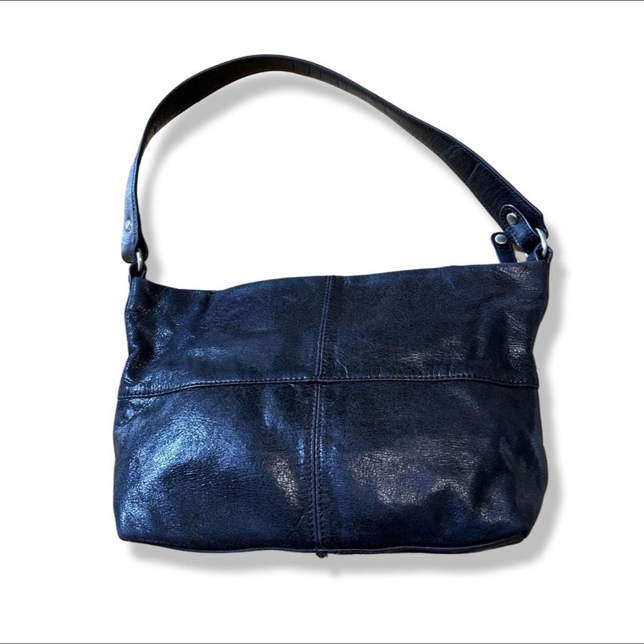 Dark blue suede hobo women bag
