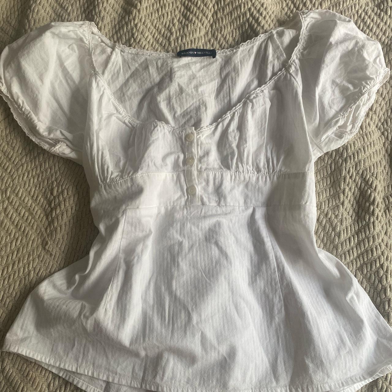 Brandy Melville Blair cotton ruffle top #coquette... - Depop