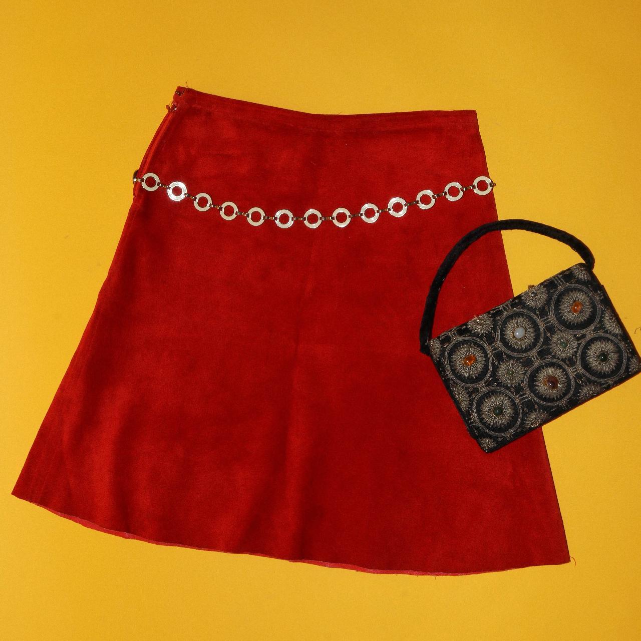 Red suede skirt 70s hotsell